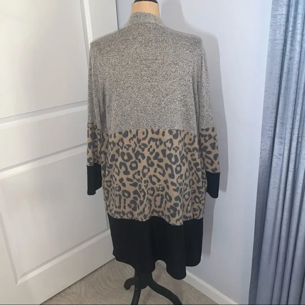 Rae Mode Patterned Cheetah Long Cardigan - Picture 2 of 6